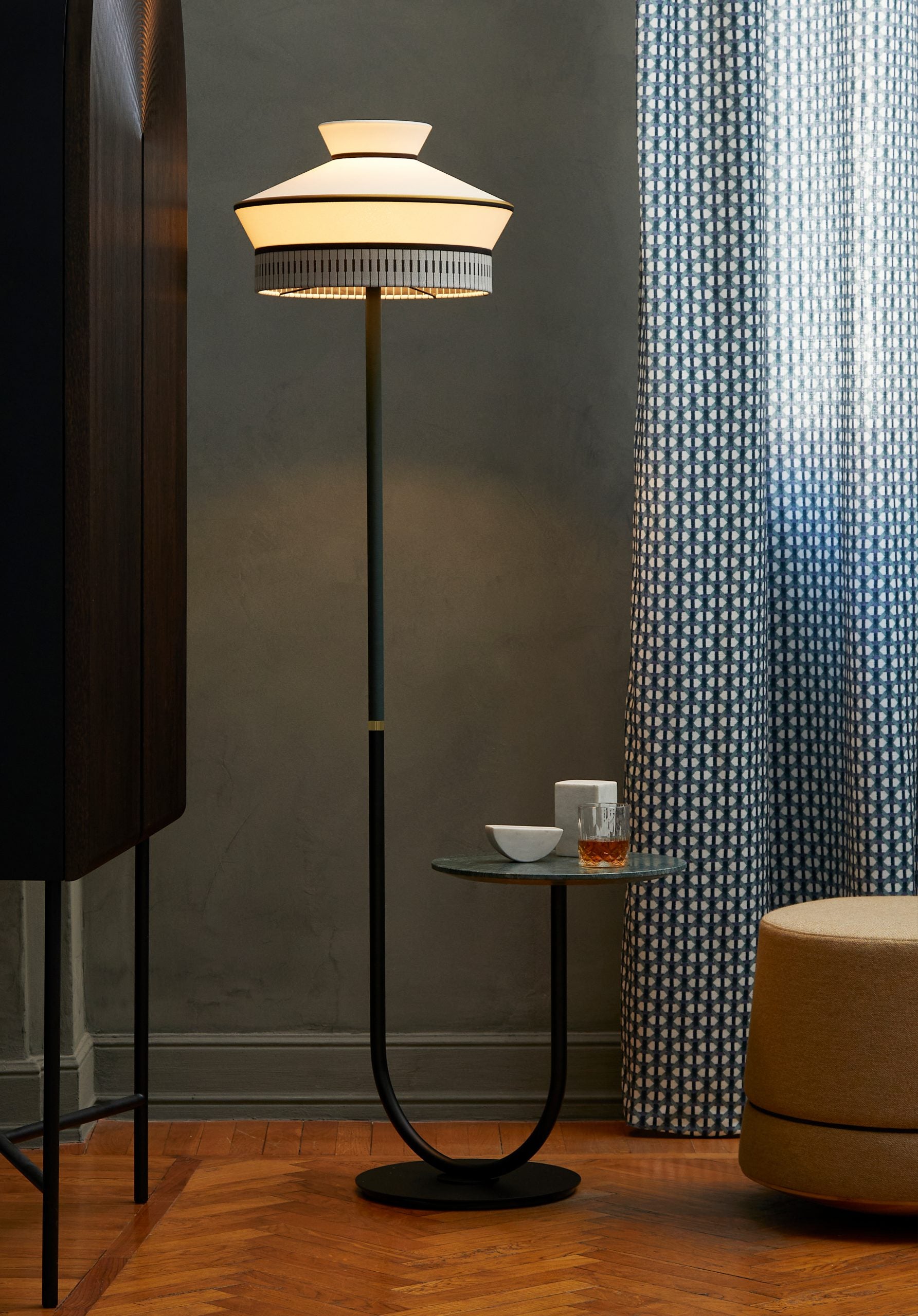 Contardi Lighting Calypso FL Floor Stand + Table Lamp - Martinique - Reseda Green Lacquered Finish - Building