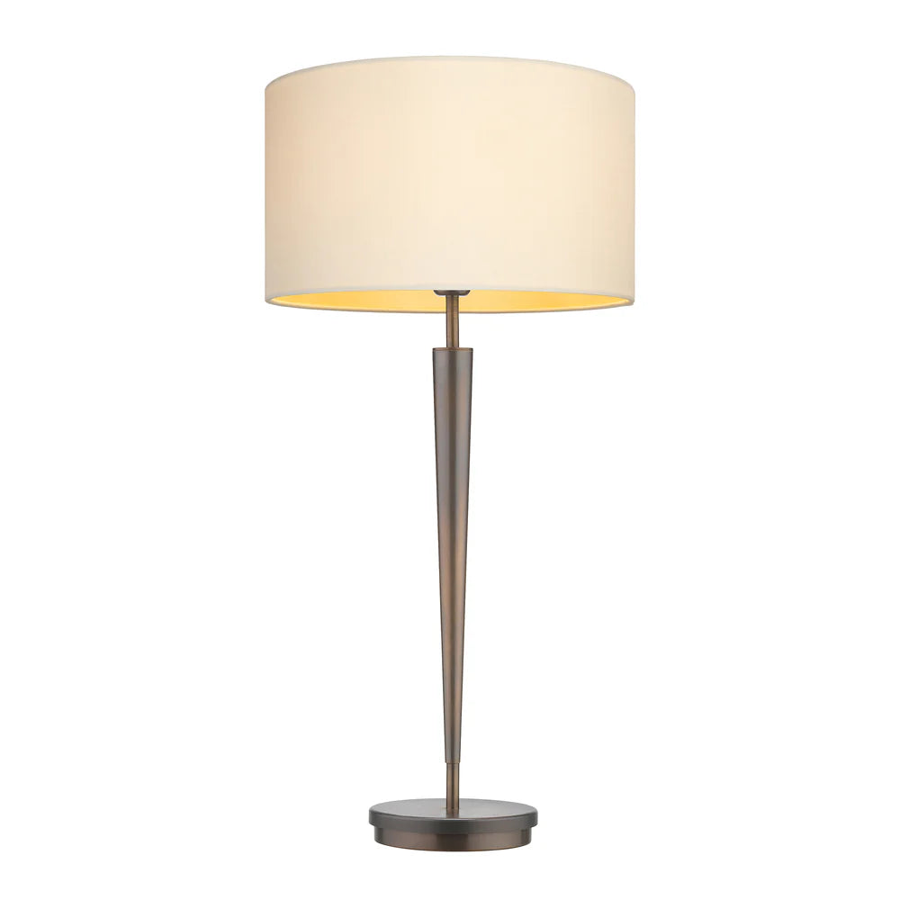 Northern Light - Castro Table Lamp Large - Oiled Bronze Finish - 14" Short Drum Ivory Silk Gold Lining Shade