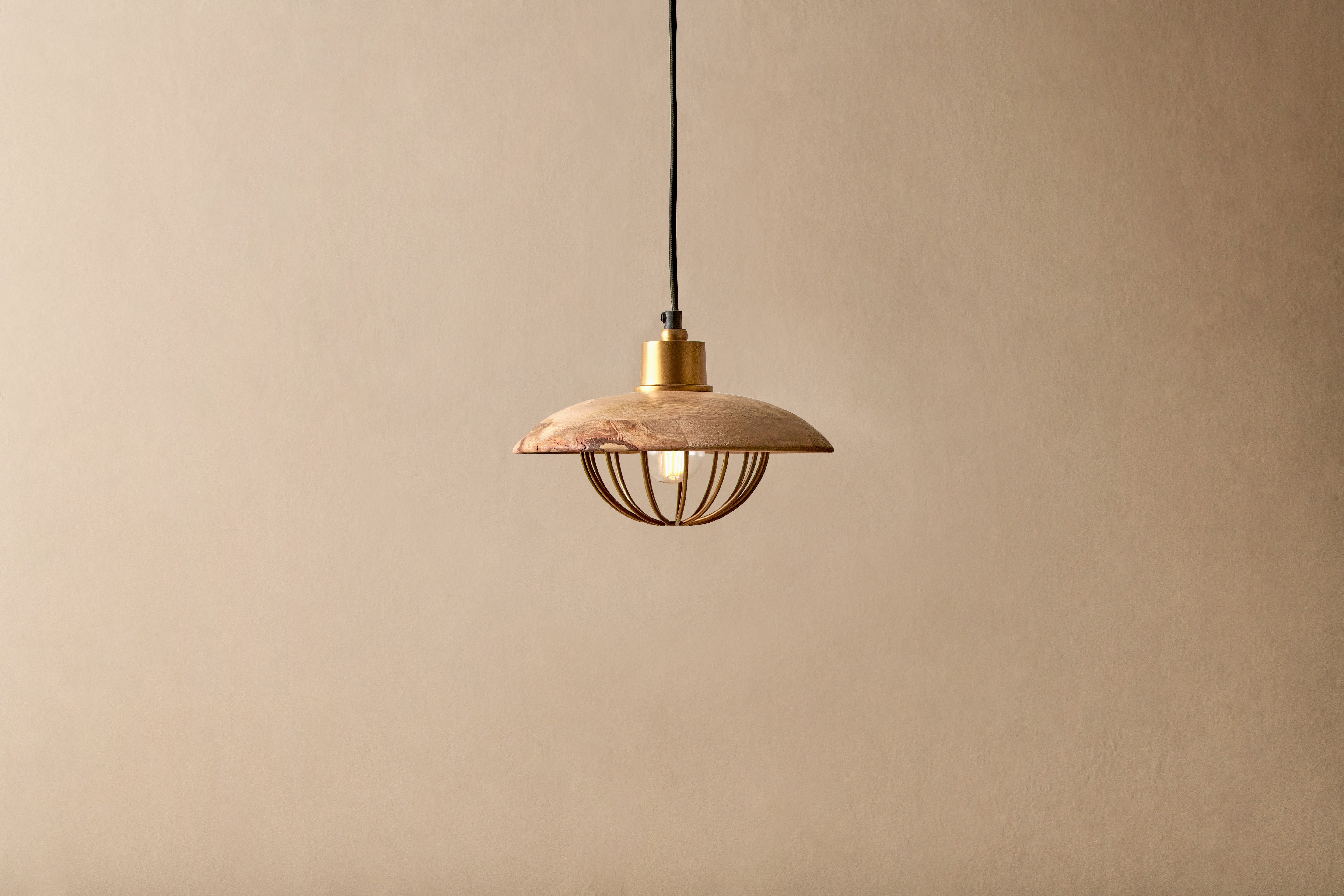 Nkuku Chakai Wood & Metal Pendant Light