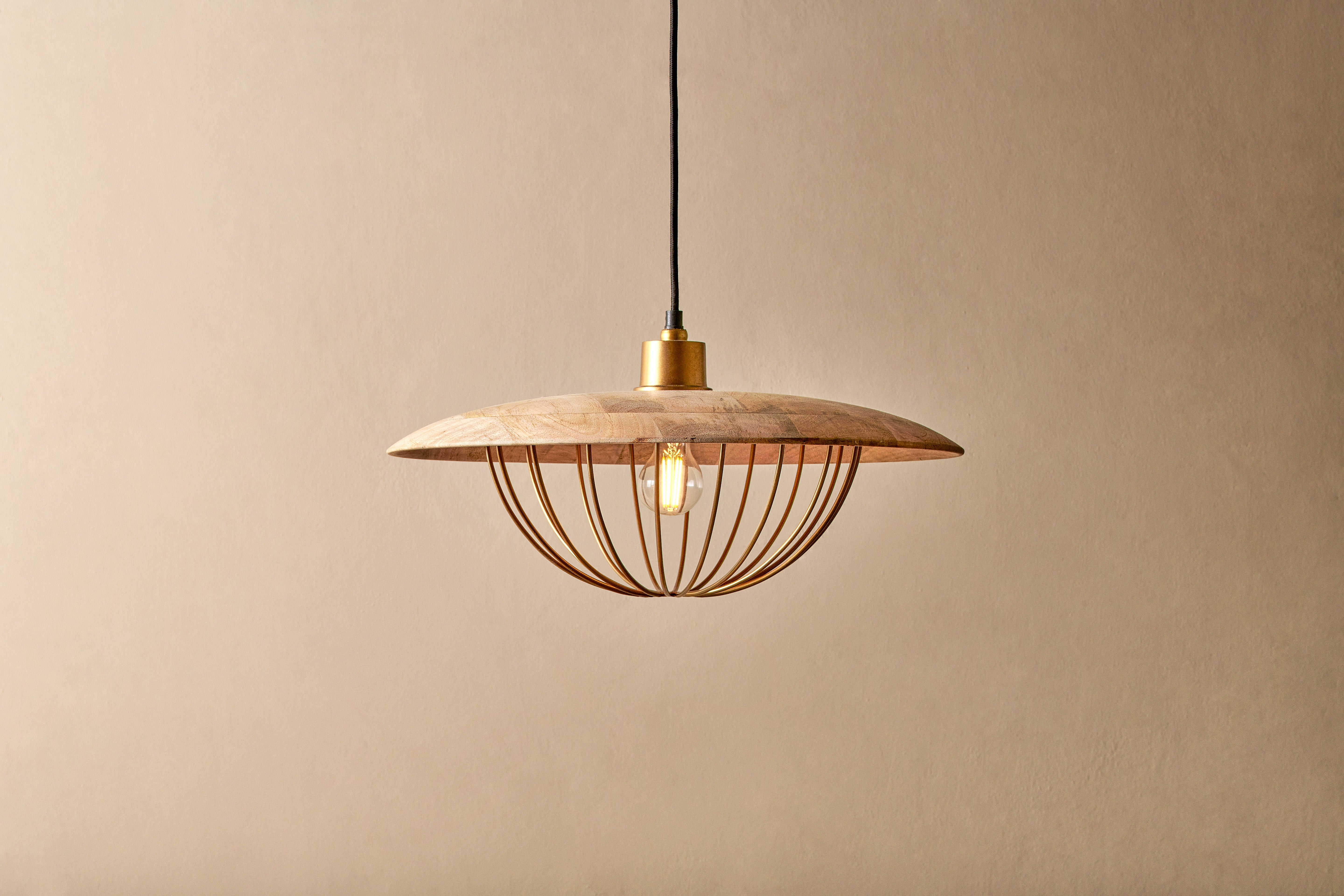 Nkuku Chakai Wood & Metal Pendant Light