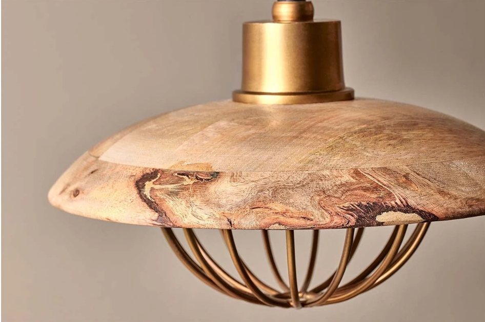 Nkuku Chakai Wood & Metal Pendant Light