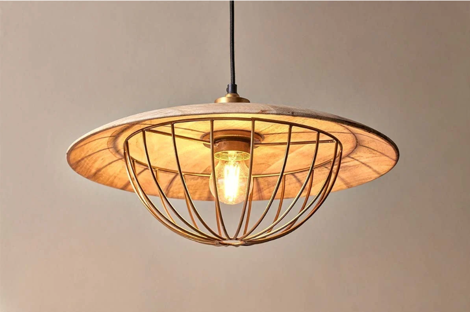 Nkuku Chakai Wood & Metal Pendant Light