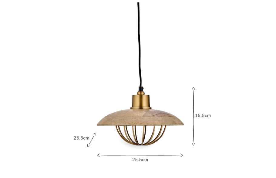 Nkuku Chakai Wood & Metal Pendant Light