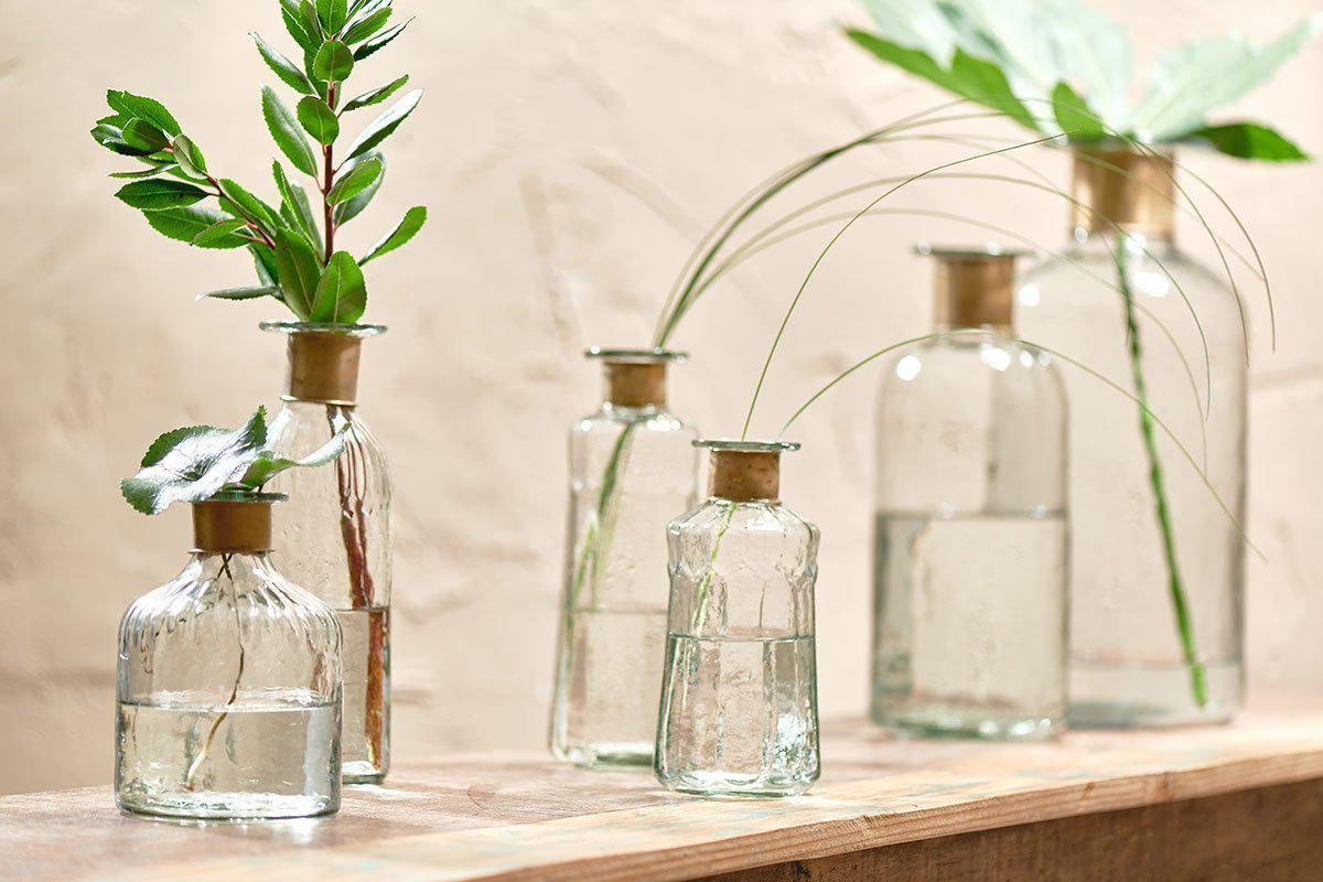 Nkuku - Chara Hammered Bottle - Lines - Small
