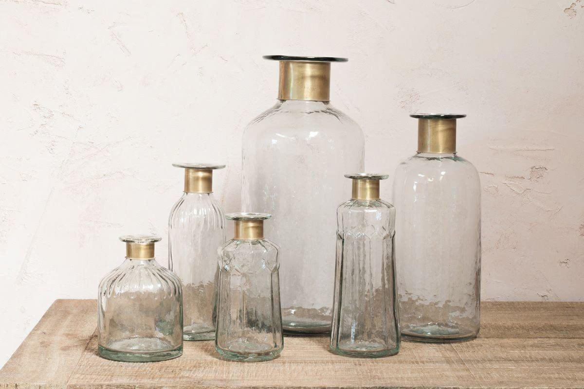 Nkuku - Chara Hammered Bottle - Lines - Small