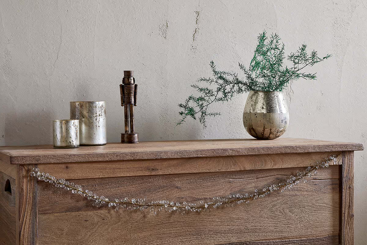 Nkuku - Danvi Glass Drop Garland - Brass & Clear