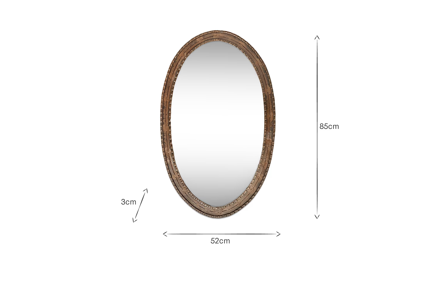 Nkuku - Drishti Oval Iron Mirror - Antique Black - Small