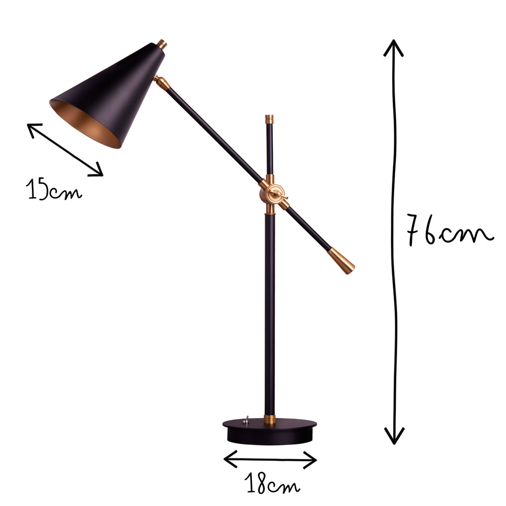 Pooky - Mo Desk Light - Brass - Black Hood