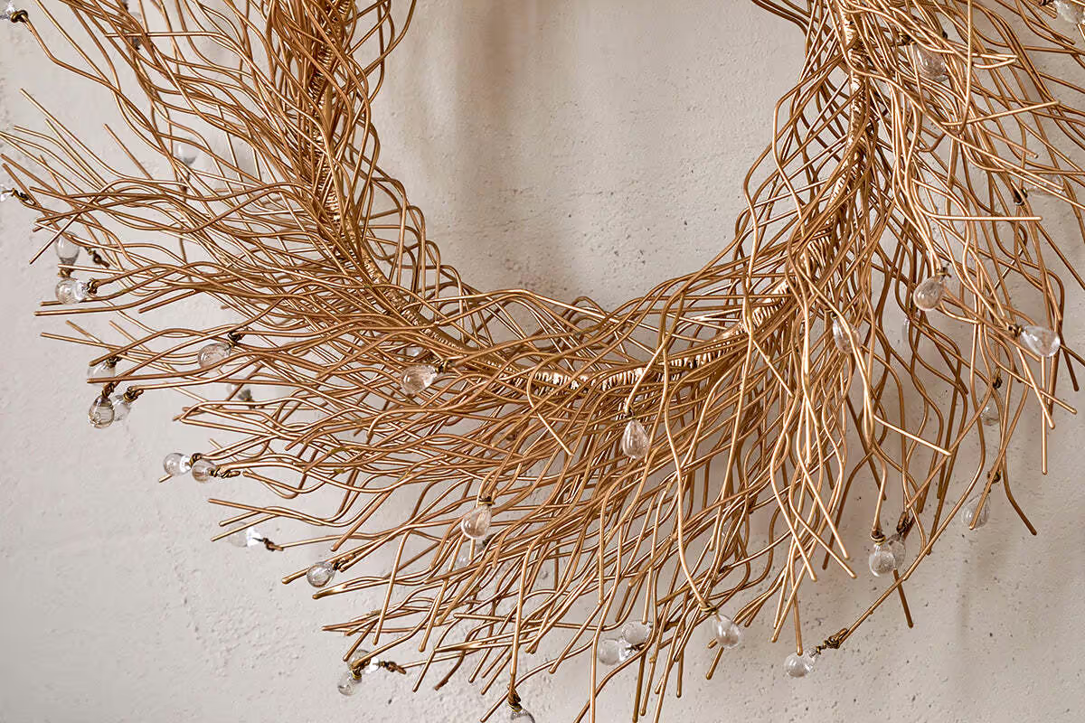 Nkuku - Danvi Glass Drop Wreath - Brass & Clear