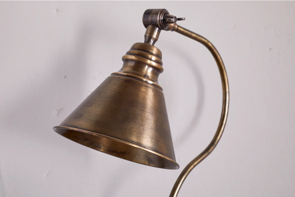 Nkuku Damba Desk Lamp - Antique Brass