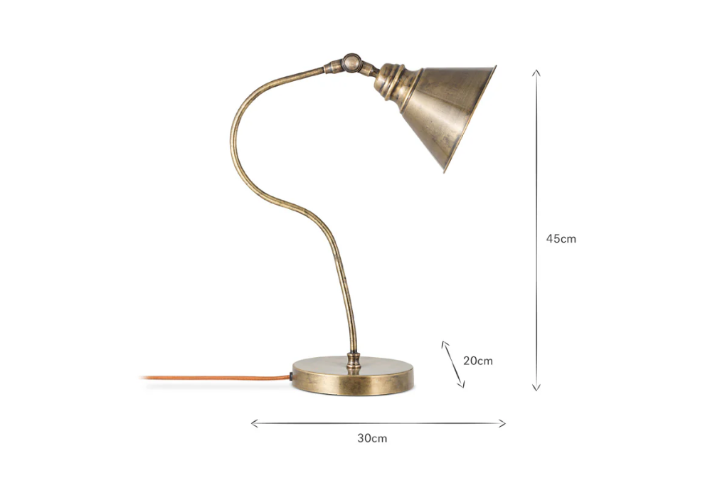 Nkuku Damba Desk Lamp - Antique Brass