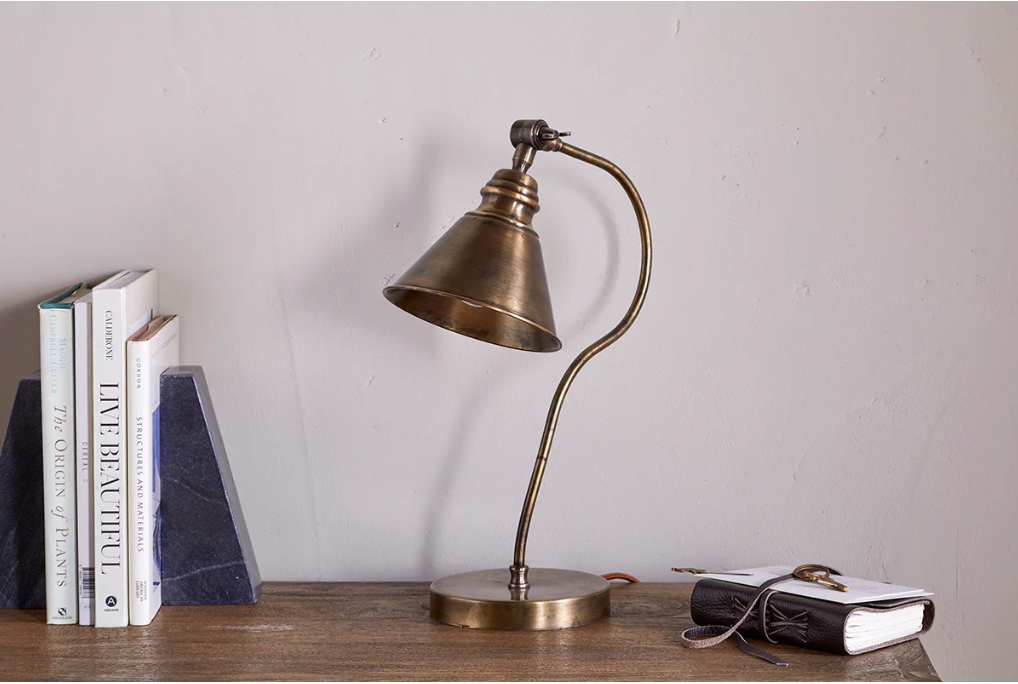 Nkuku Damba Desk Lamp - Antique Brass