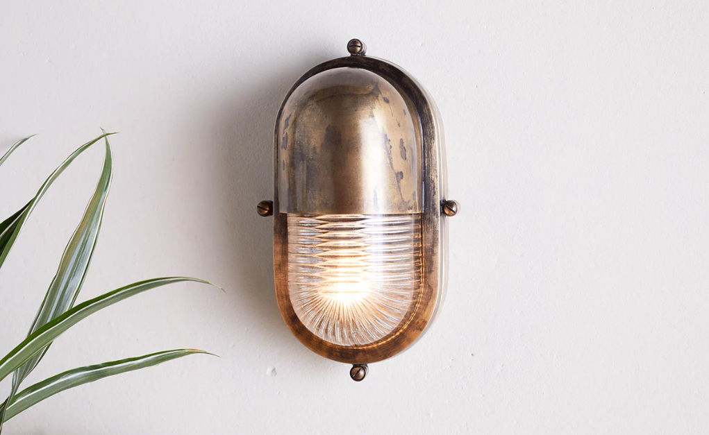 Nkuku Denaya Outdoor Wall Lamp - Antique Brass