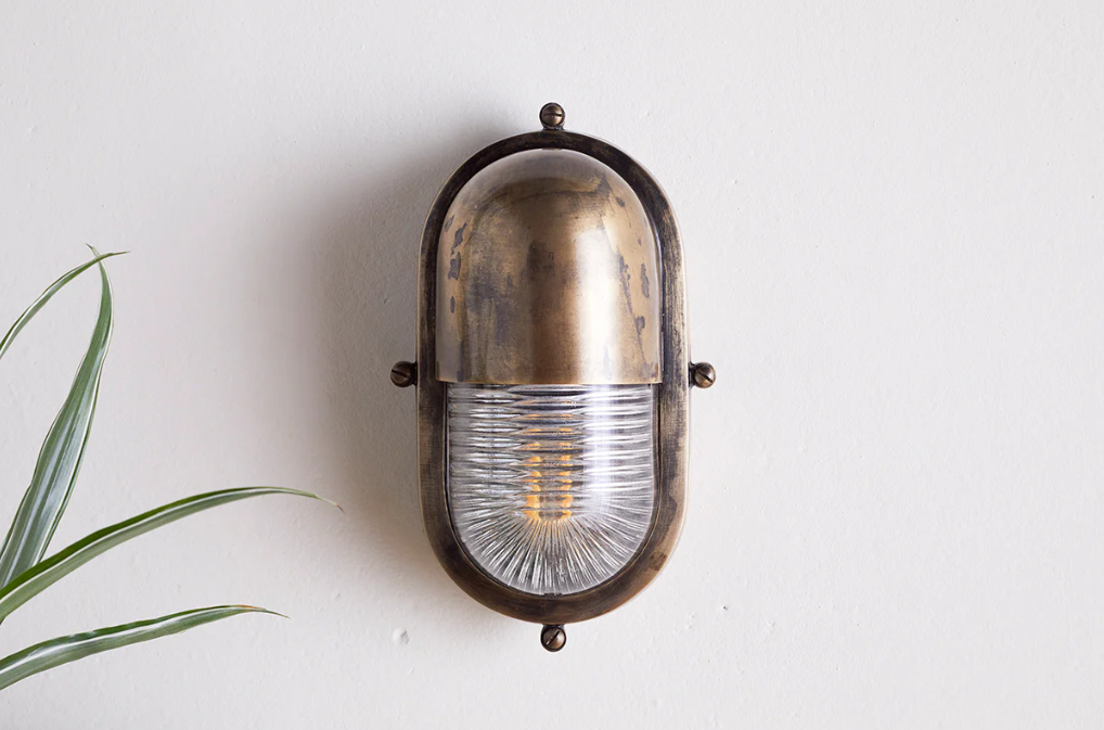 Nkuku Denaya Outdoor Wall Lamp - Antique Brass