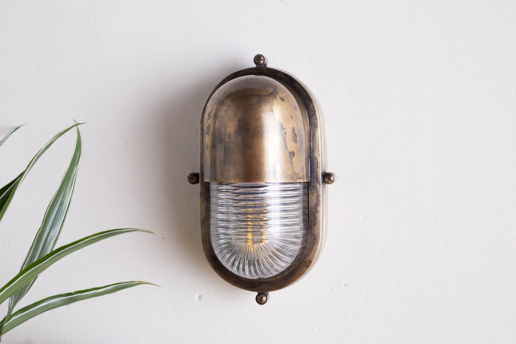 Nkuku Denaya Outdoor Wall Lamp - Antique Brass