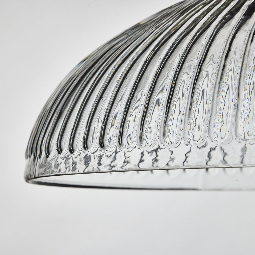 Industville - Brooklyn Pendant Light - Ribbed Glass Dome - 12 Inch - Brass Pendant Holder