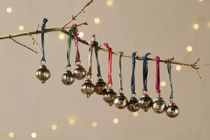 Nkuku - Dew Drop Baubles - Antique Gold - (Set of 12)