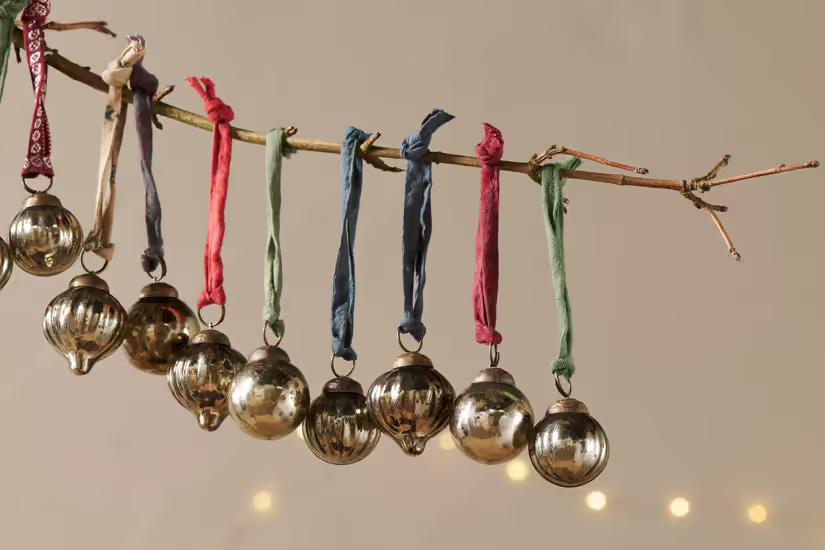 Nkuku - Dew Drop Baubles - Antique Gold - (Set of 12)
