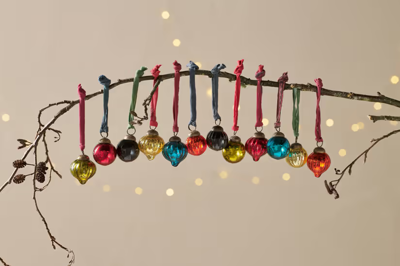 Nkuku - Dew Drop Baubles - Mixed Antique - (Set of 12)