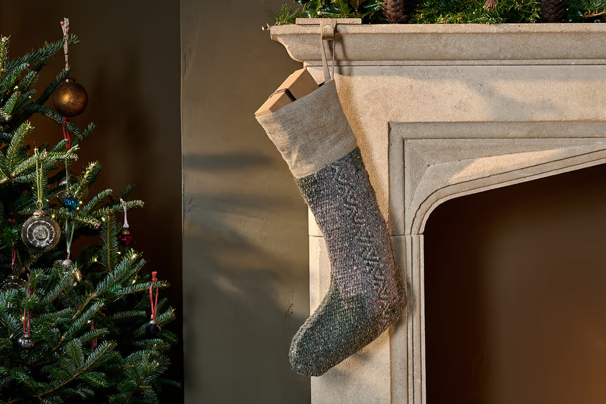 Nkuku - Dhanda Recycled Wool Stocking - Moss & Natural