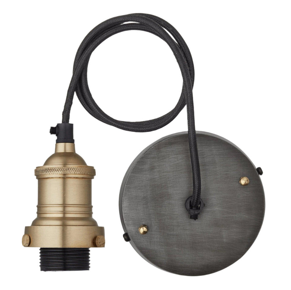 Industville - Brooklyn Pendant Light - Ribbed Glass Dome - 8 Inch - Brass Pendant Holder