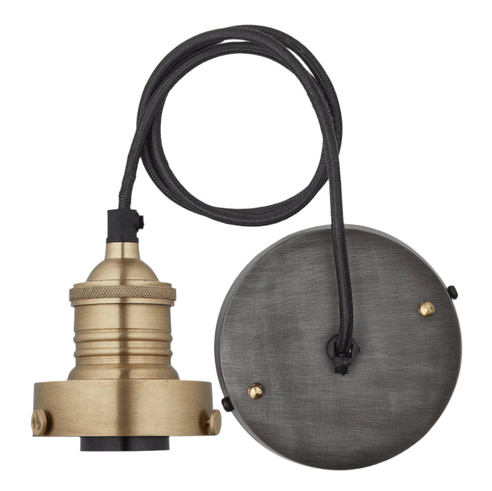 Industville - Brooklyn Pendant Light - Ribbed Glass Dome - 12 Inch - Brass Pendant Holder
