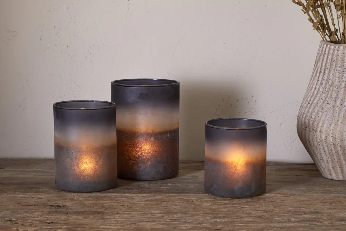 Nkuku - Etti Tealight Holders - Navy & Smoke - Large