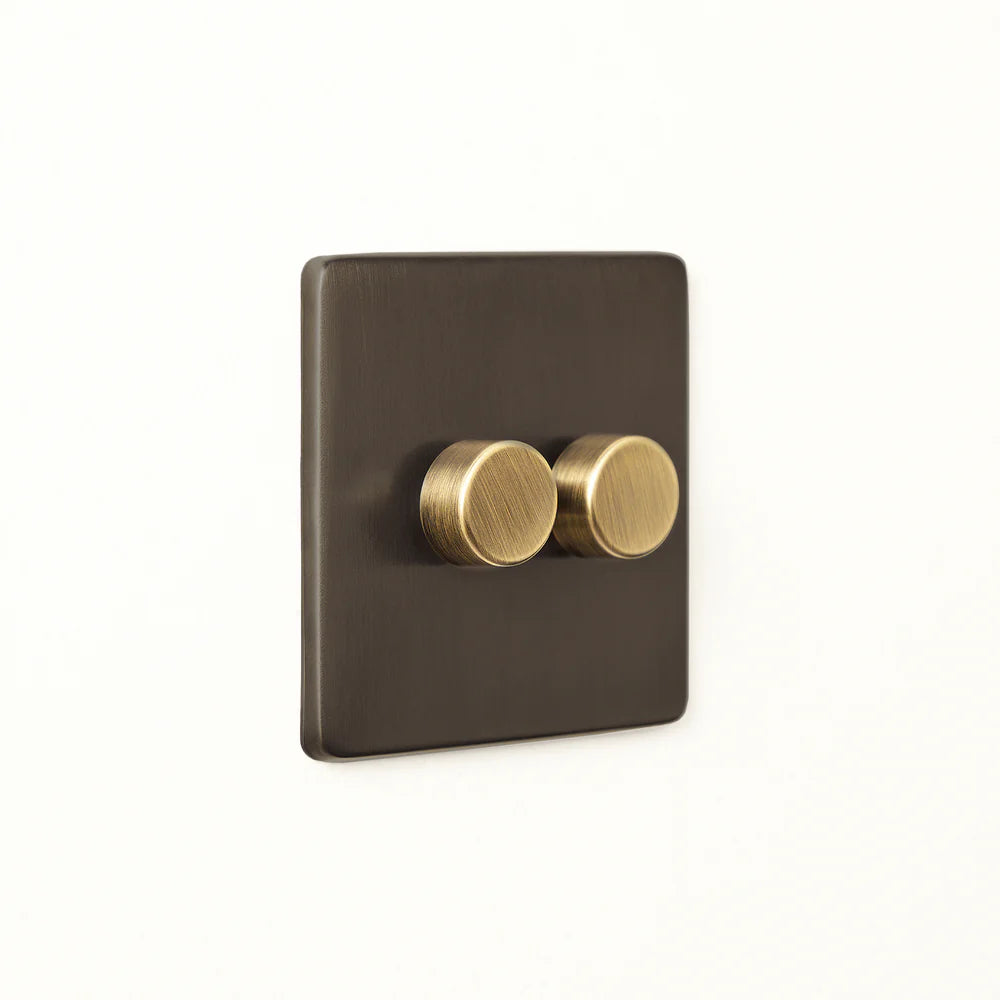 Pooky Two Gang 2 Way Florence Dimmer Switch in Bronze