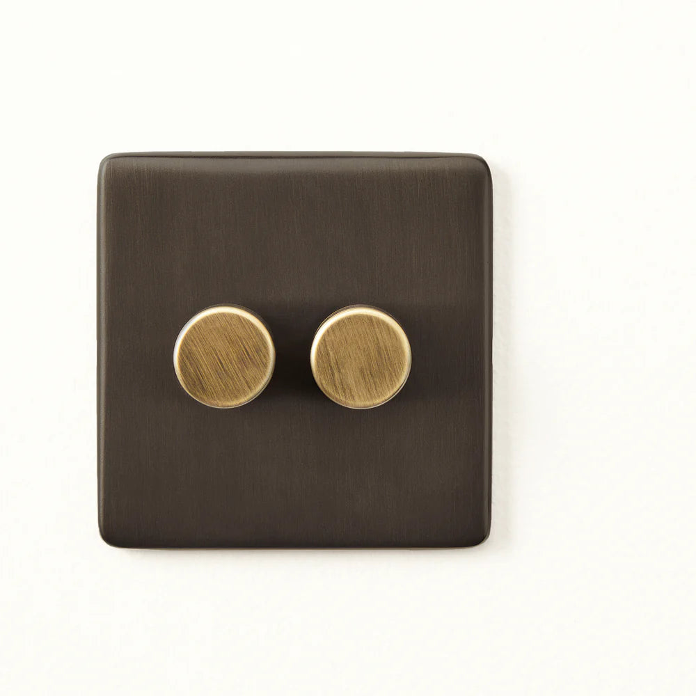 Pooky Two Gang 2 Way Florence Dimmer Switch in Bronze