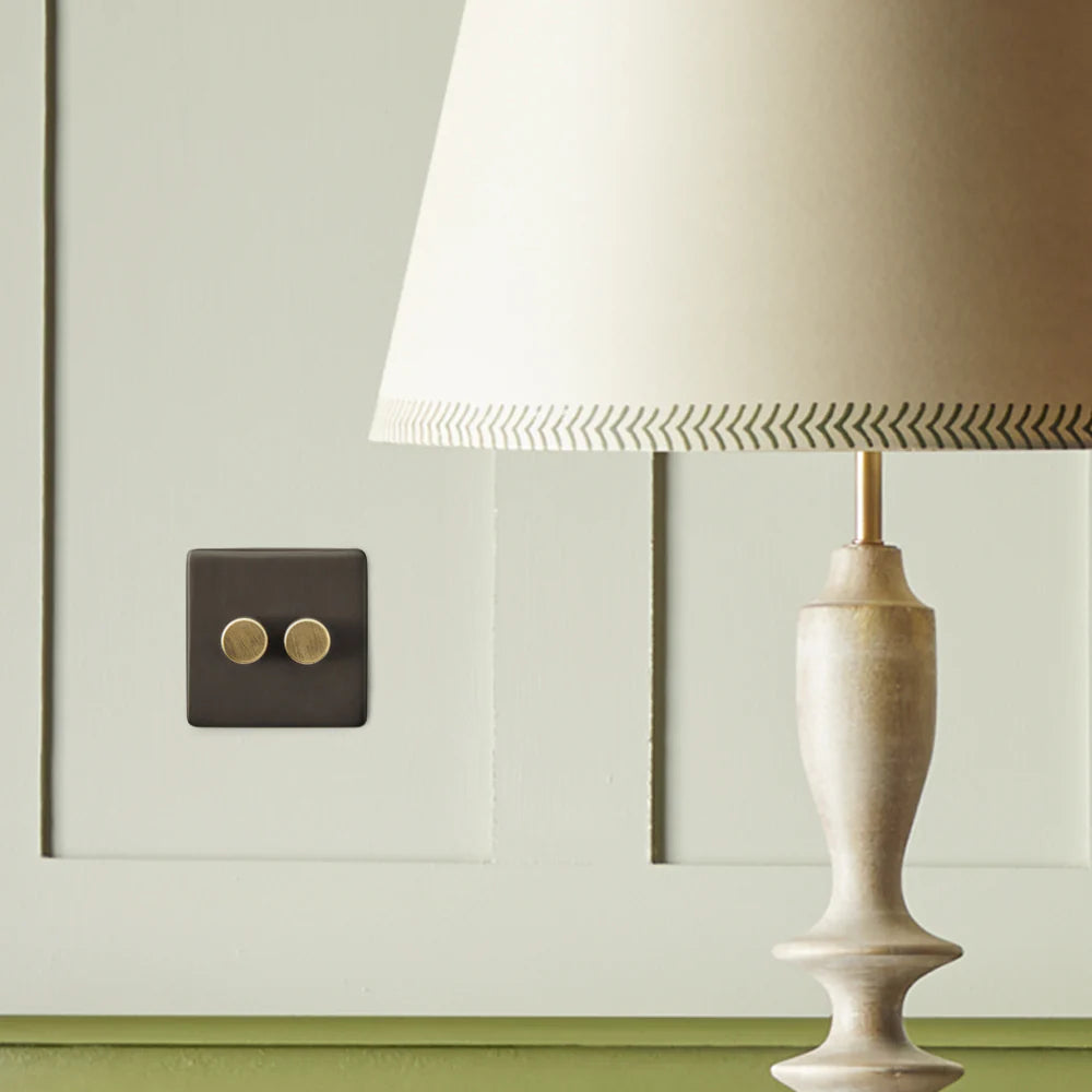 Pooky Two Gang 2 Way Florence Dimmer Switch in Bronze