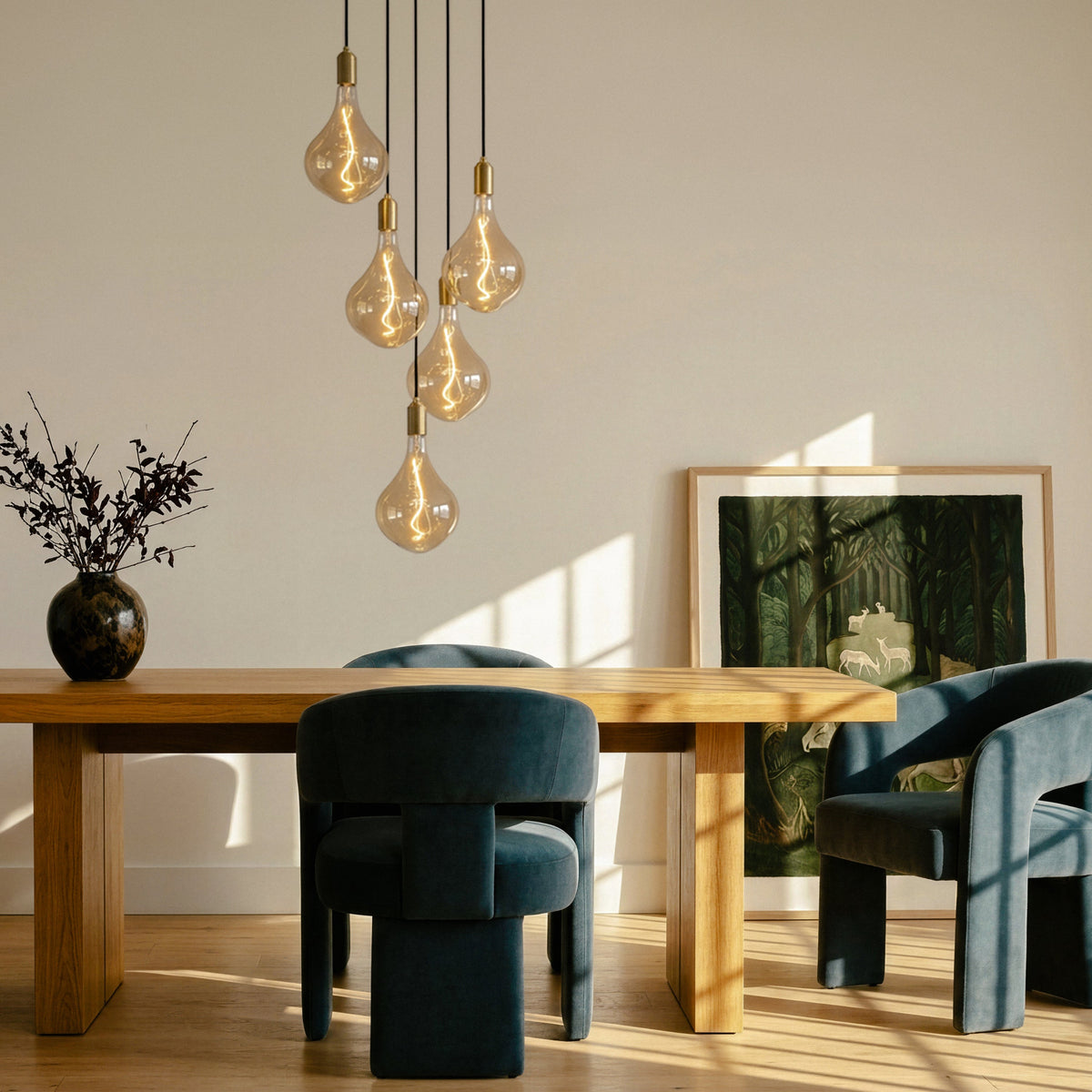 Tala Five Pendant in Brass + Voronoi II
