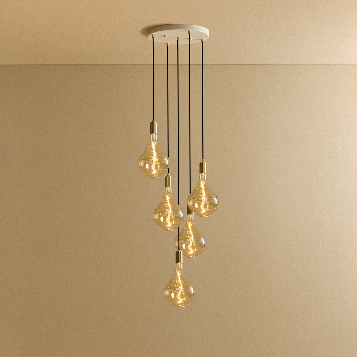 Tala Five Pendant in Brass + Voronoi II