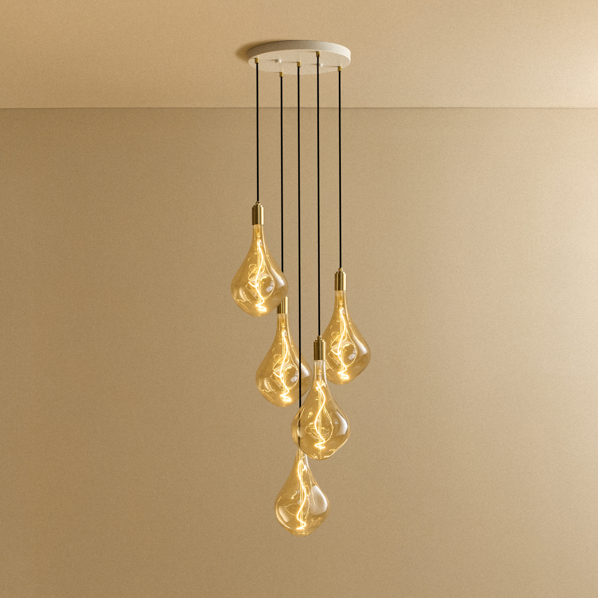 Tala Five Pendant in Brass + Voronoi III