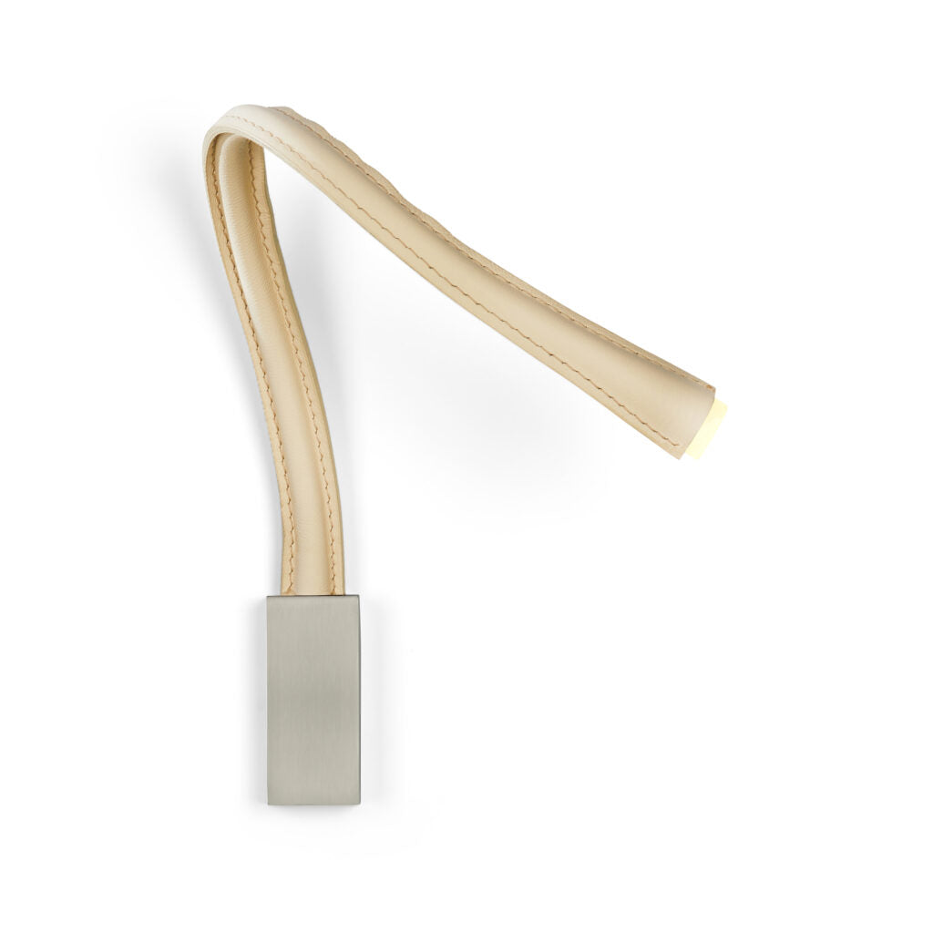 Contardi Lighting Flexiled wall Lamp - l.600 - Satin Nickel - Ivory Leather - Without  Switch