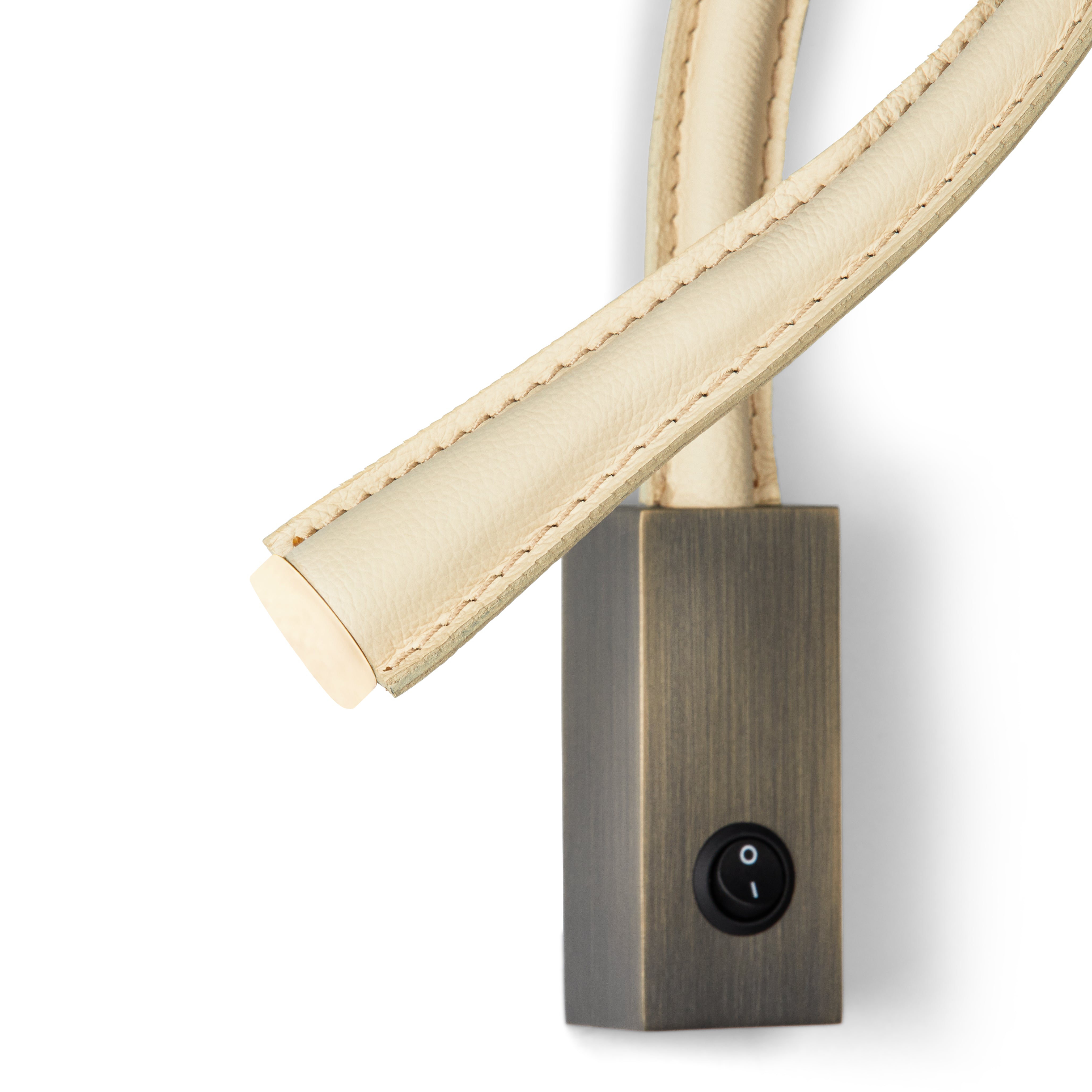 Contardi Lighting Flexiled wall Lamp - l.600 - Satin Bronze - Ivory Leather - With Switch