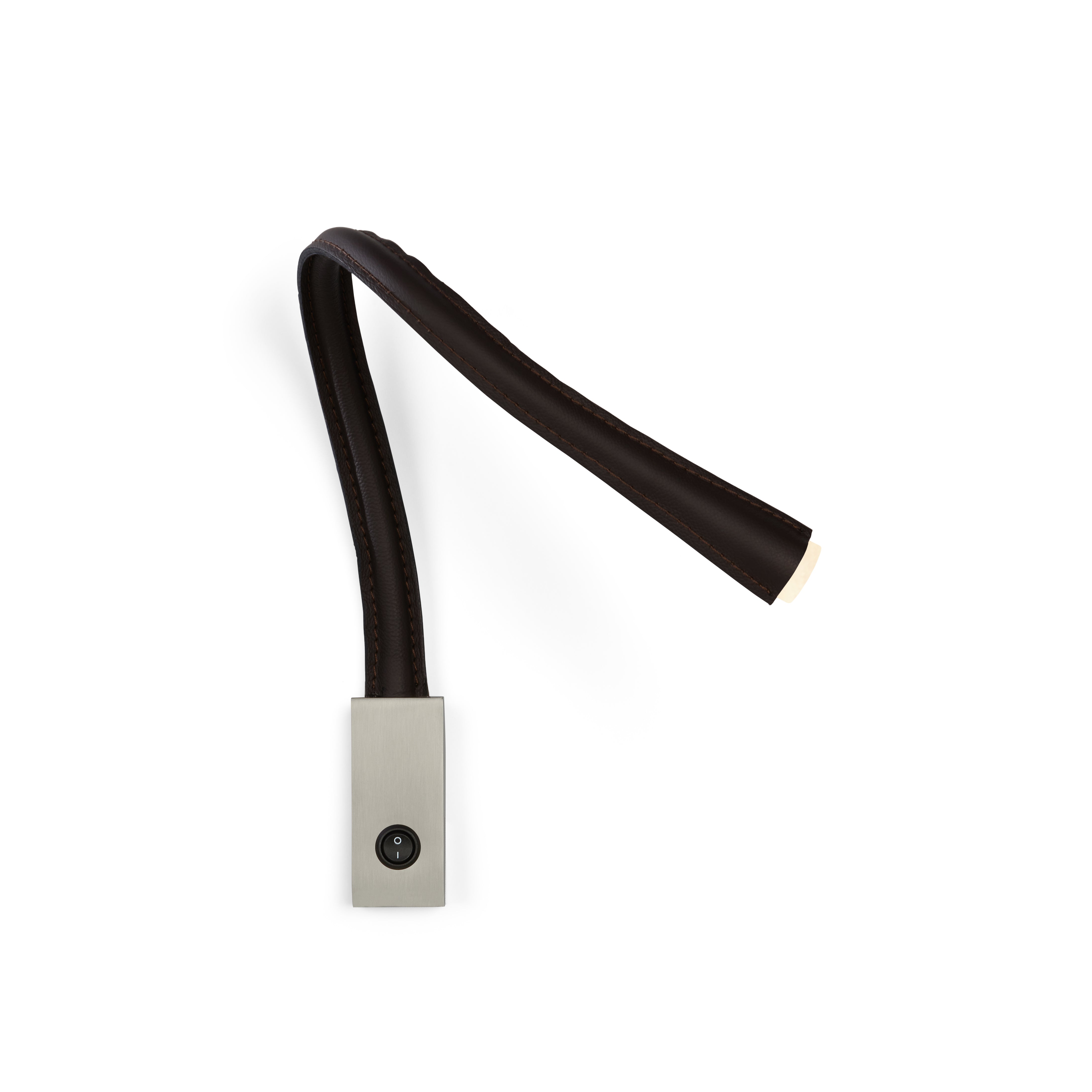 Contardi Lighting Flexiled wall Lamp - l.600 - Satin Nickel - Black Leather - With Switch