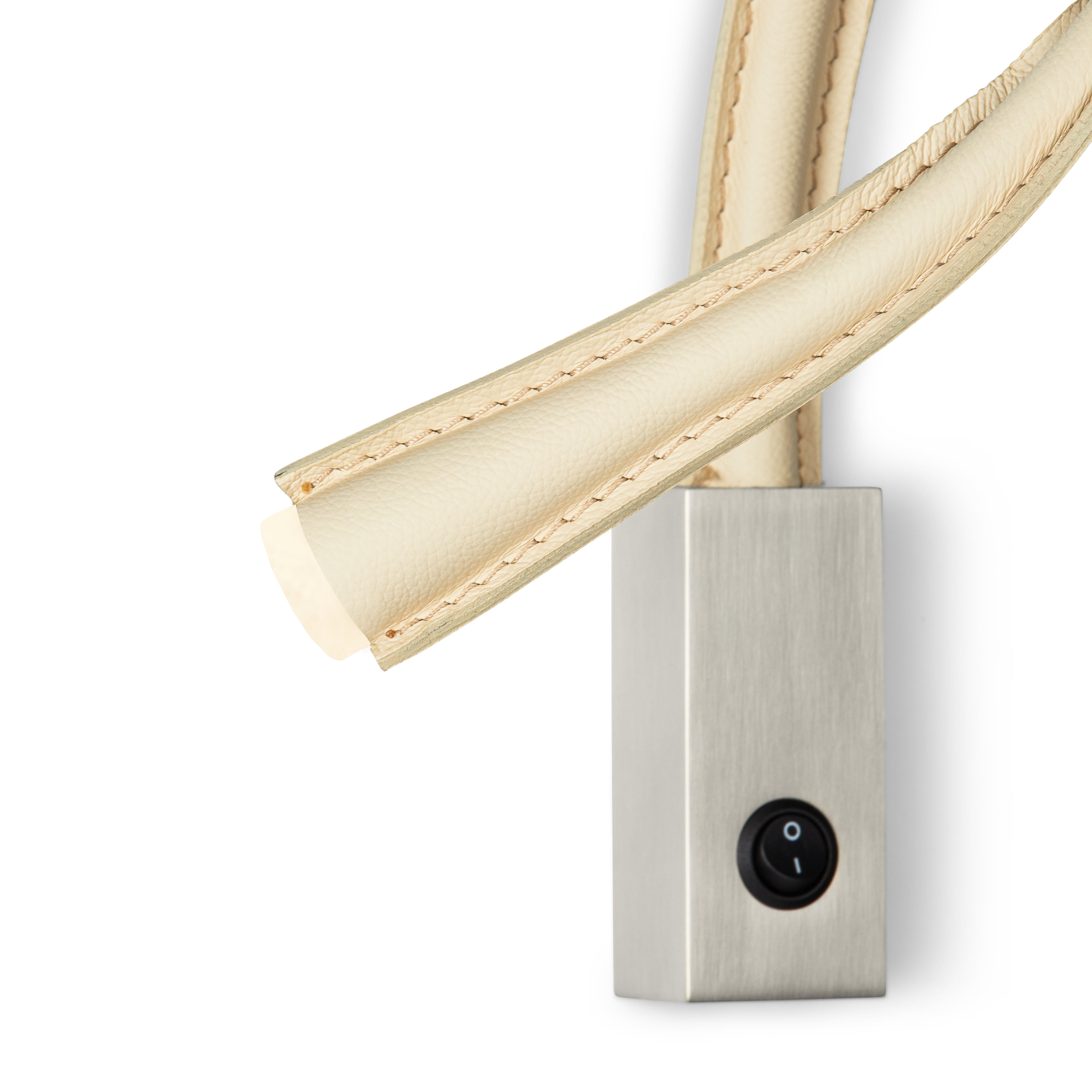 Contardi Lighting Flexiled wall Lamp - l.600 - Satin Nickel - Ivory Leather - With Switch