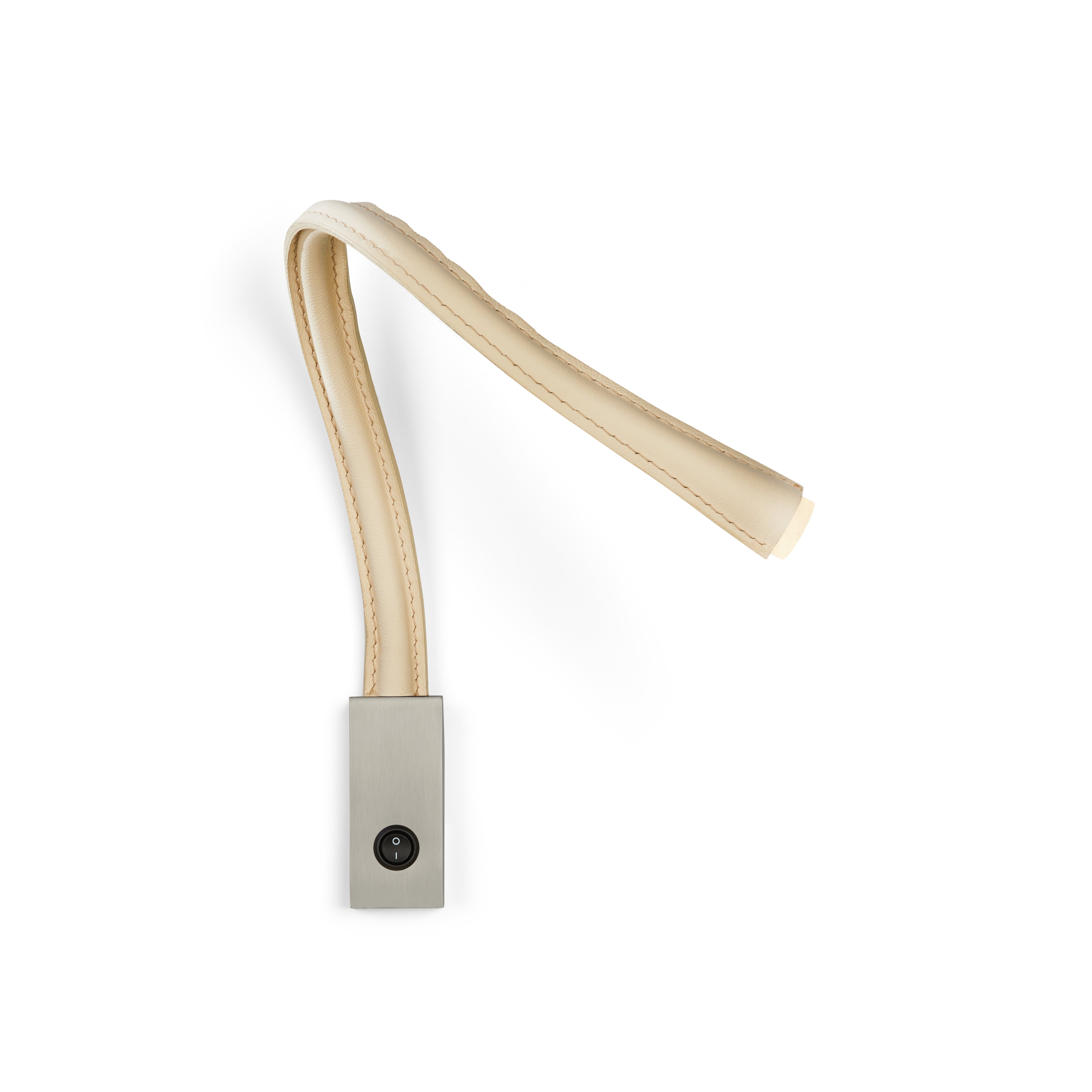 Contardi Lighting Flexiled wall Lamp - l.600 - Satin Nickel - Ivory Leather - With Switch