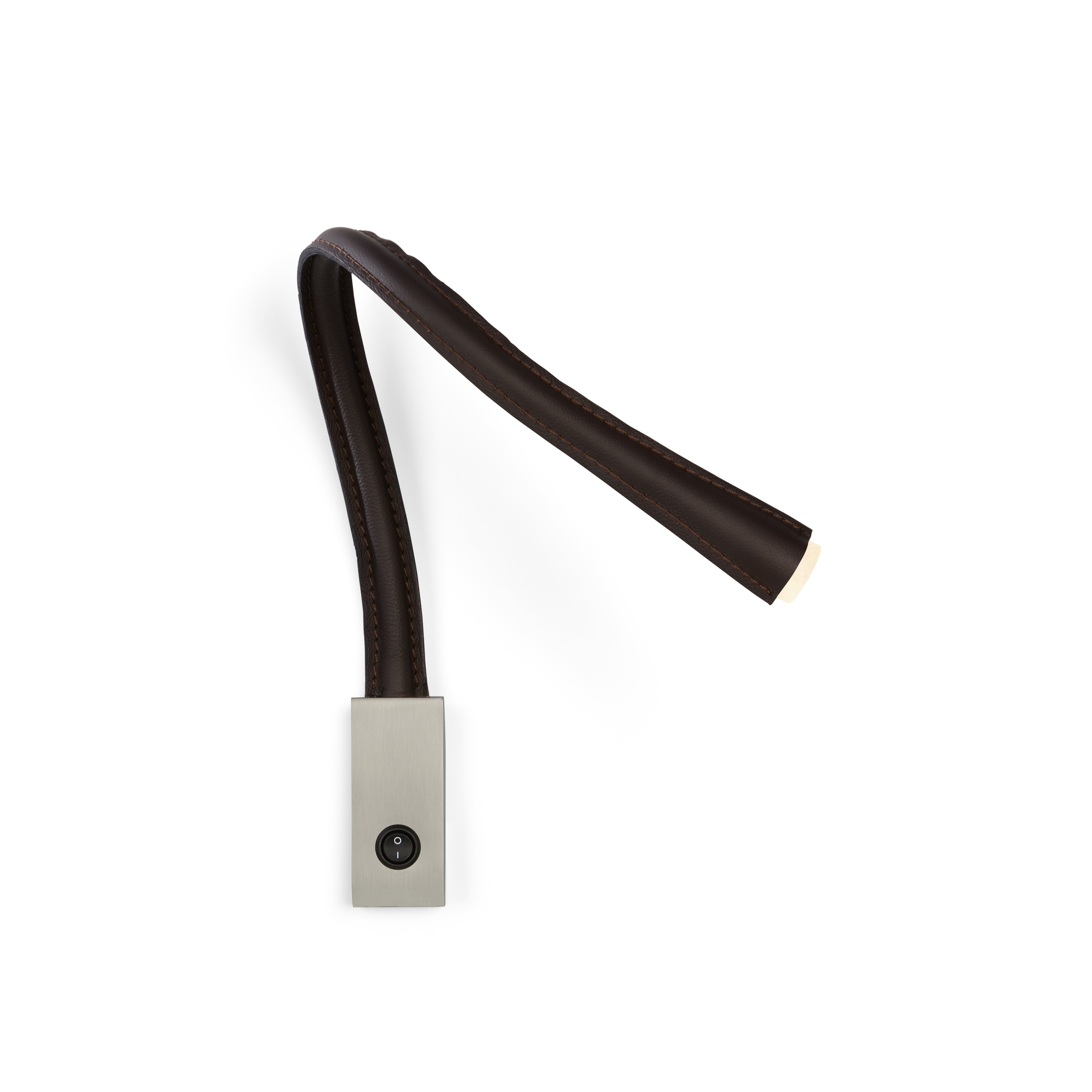 Contardi Lighting Flexiled wall Lamp - l.600 - Satin Nickel - Black Leather - With Switch