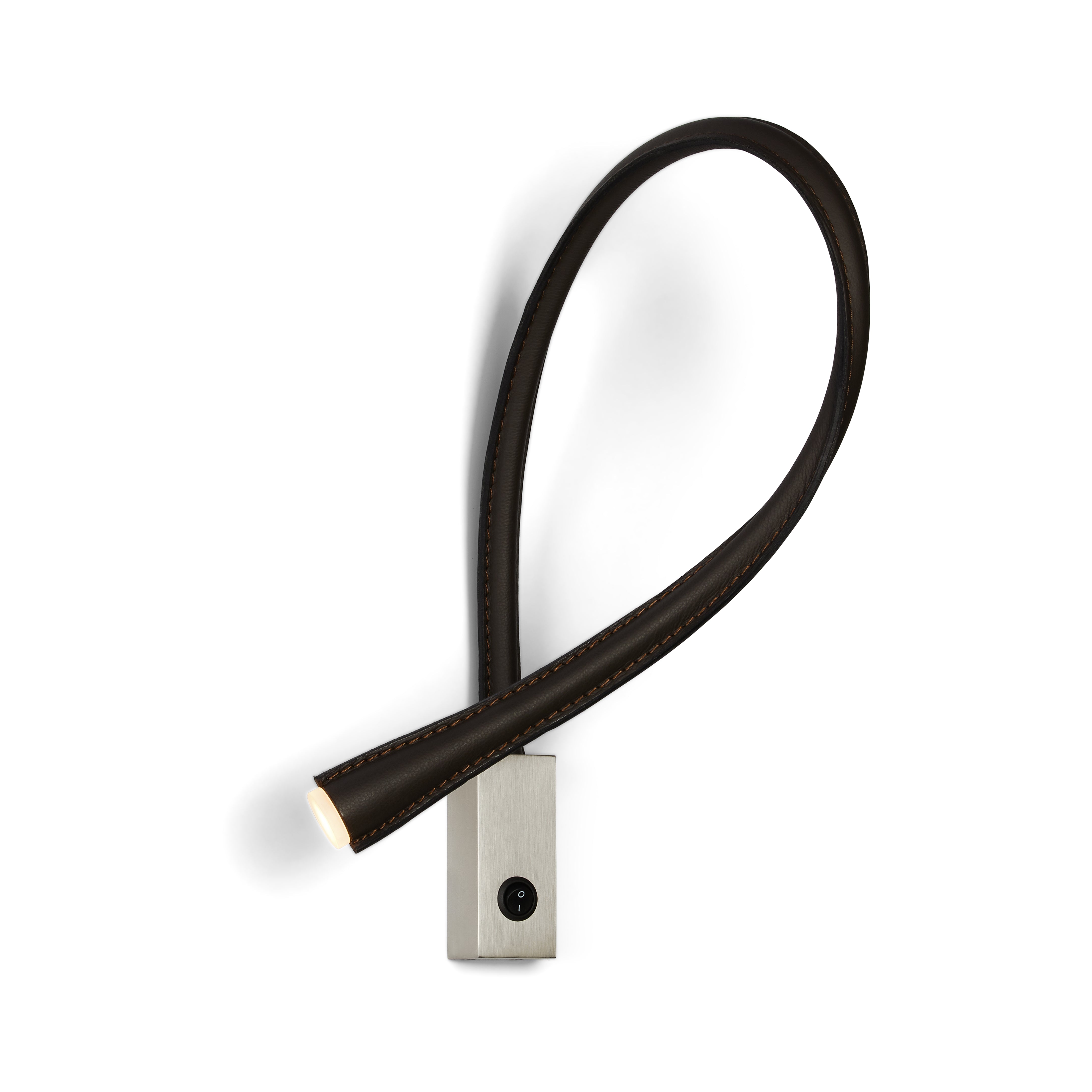 Contardi Lighting Flexiled wall Lamp - l.900 - Satin Nickel - Black leather - With Switch