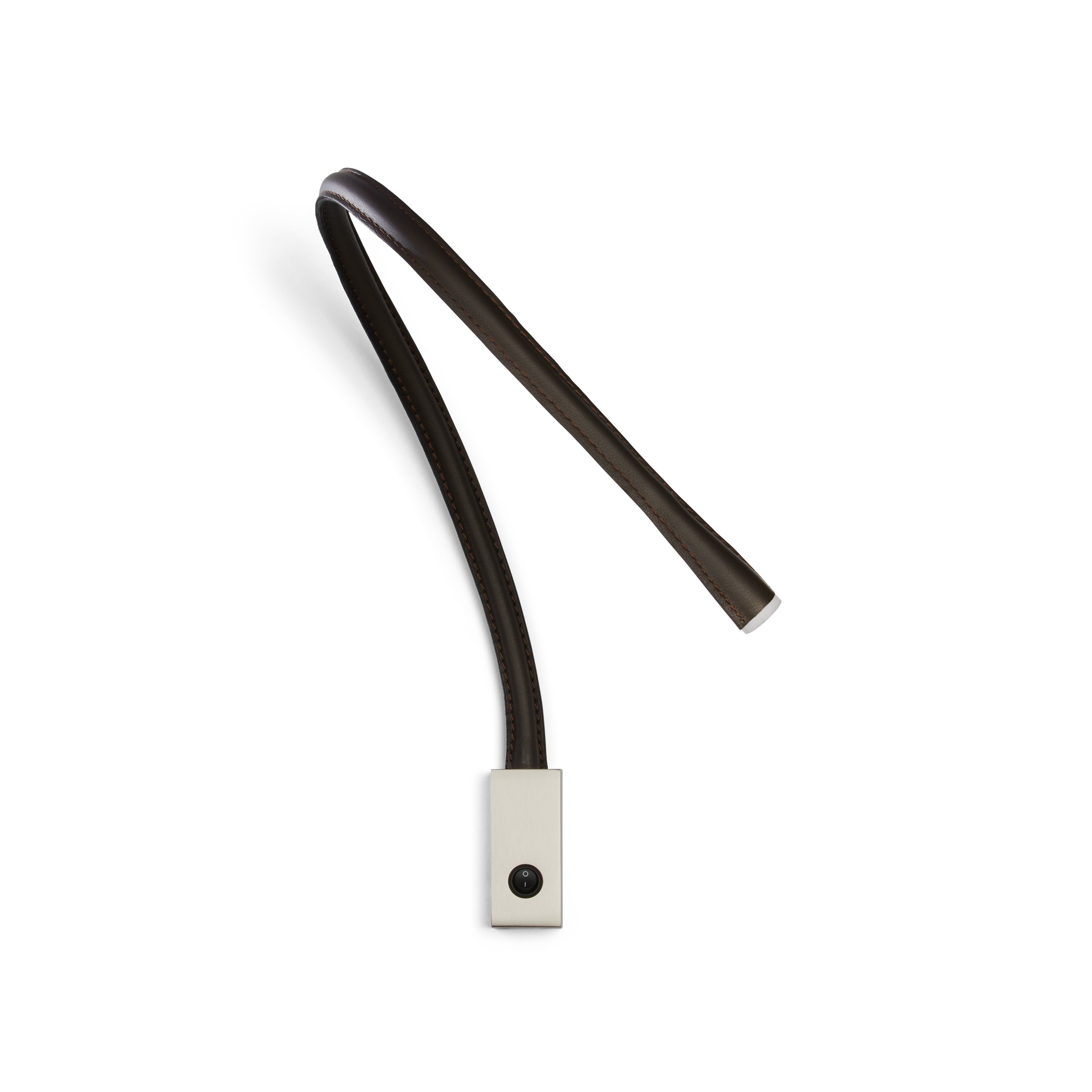 Contardi Lighting Flexiled wall Lamp - l.900 - Satin Nickel - Dark Brown Leather - With Switch