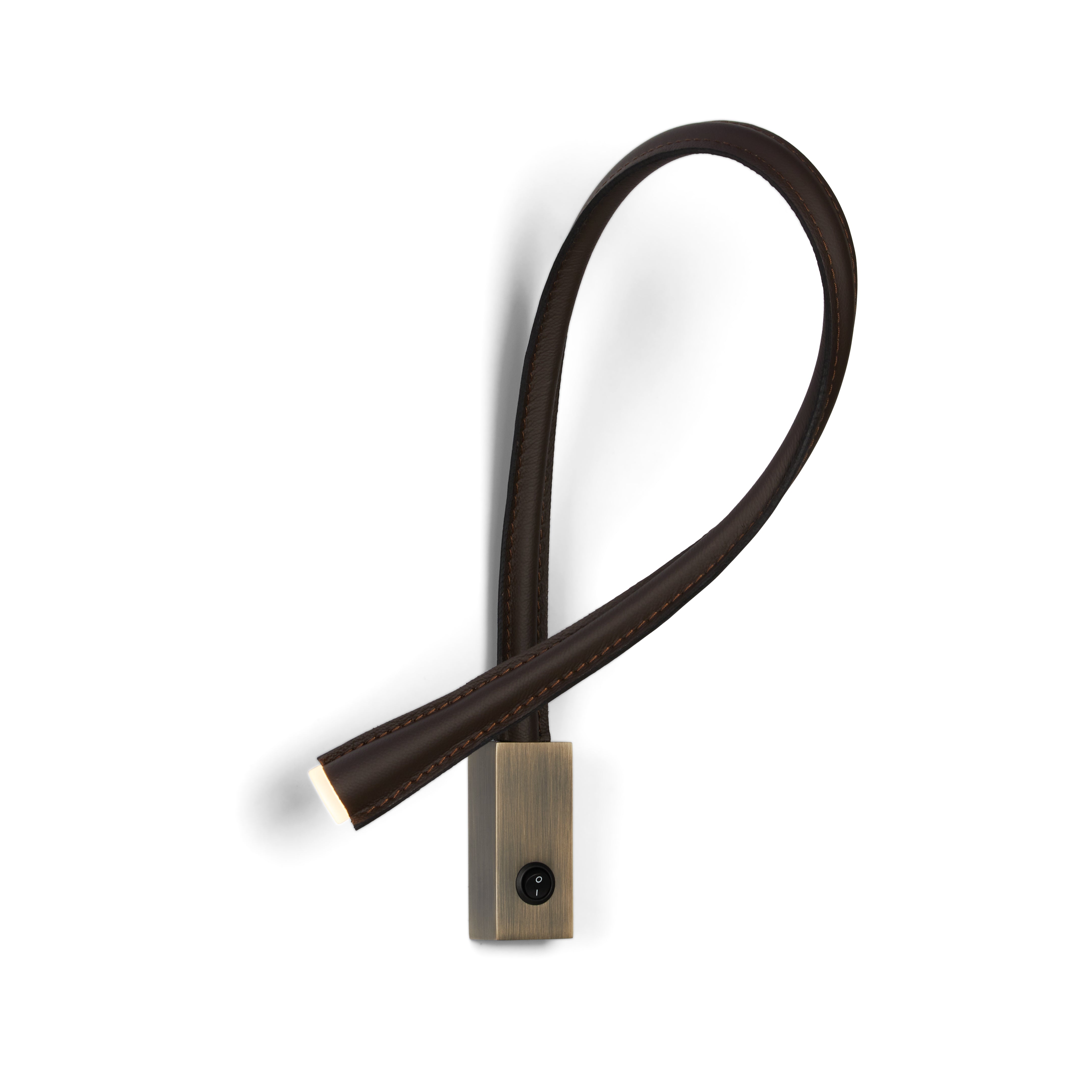 Contardi Lighting Flexiled wall Lamp - l.900 - Satin Bronze - Black leather - With Switch