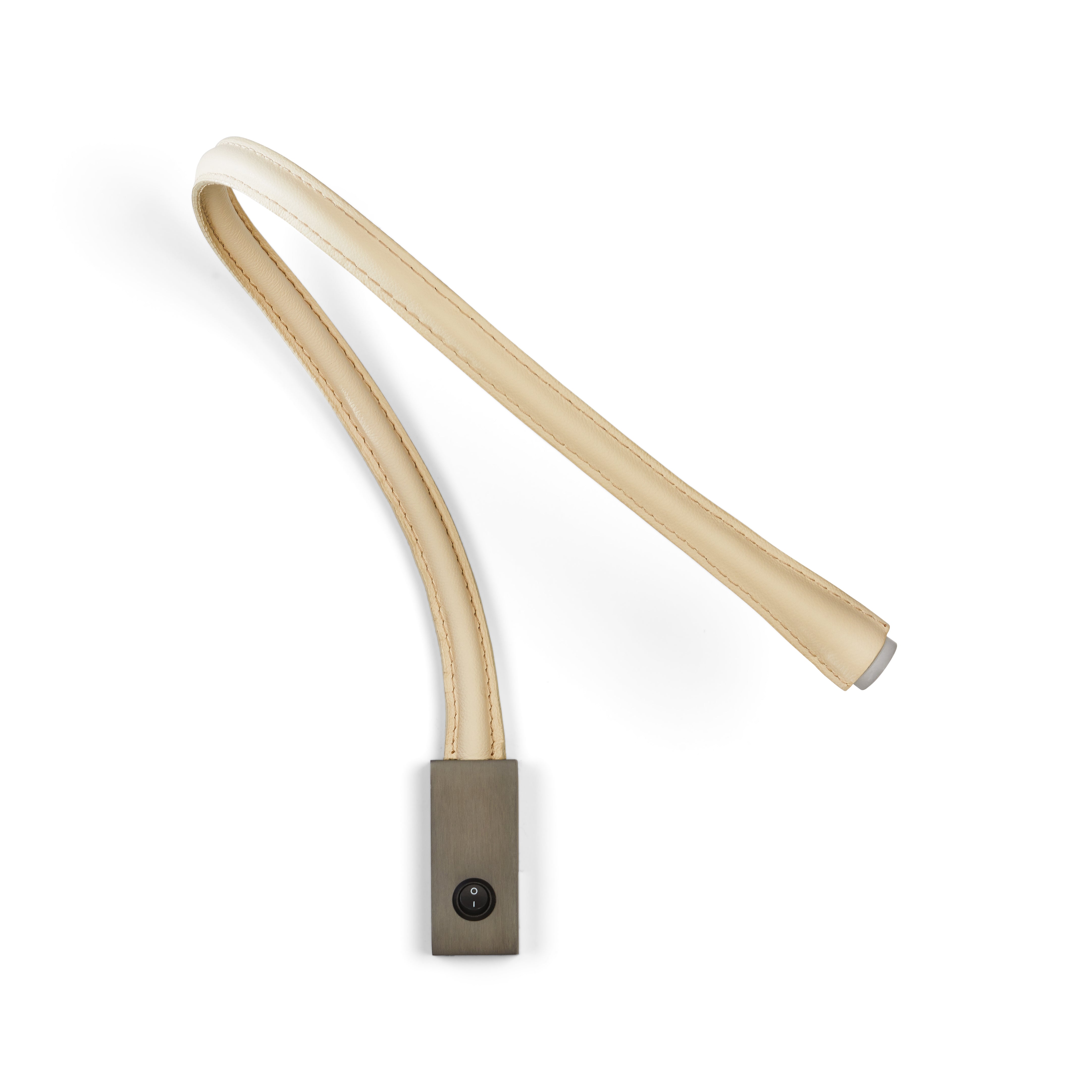 Contardi Lighting Flexiled wall Lamp - l.900 - Satin Nickel - Ivory Leather - With Switch