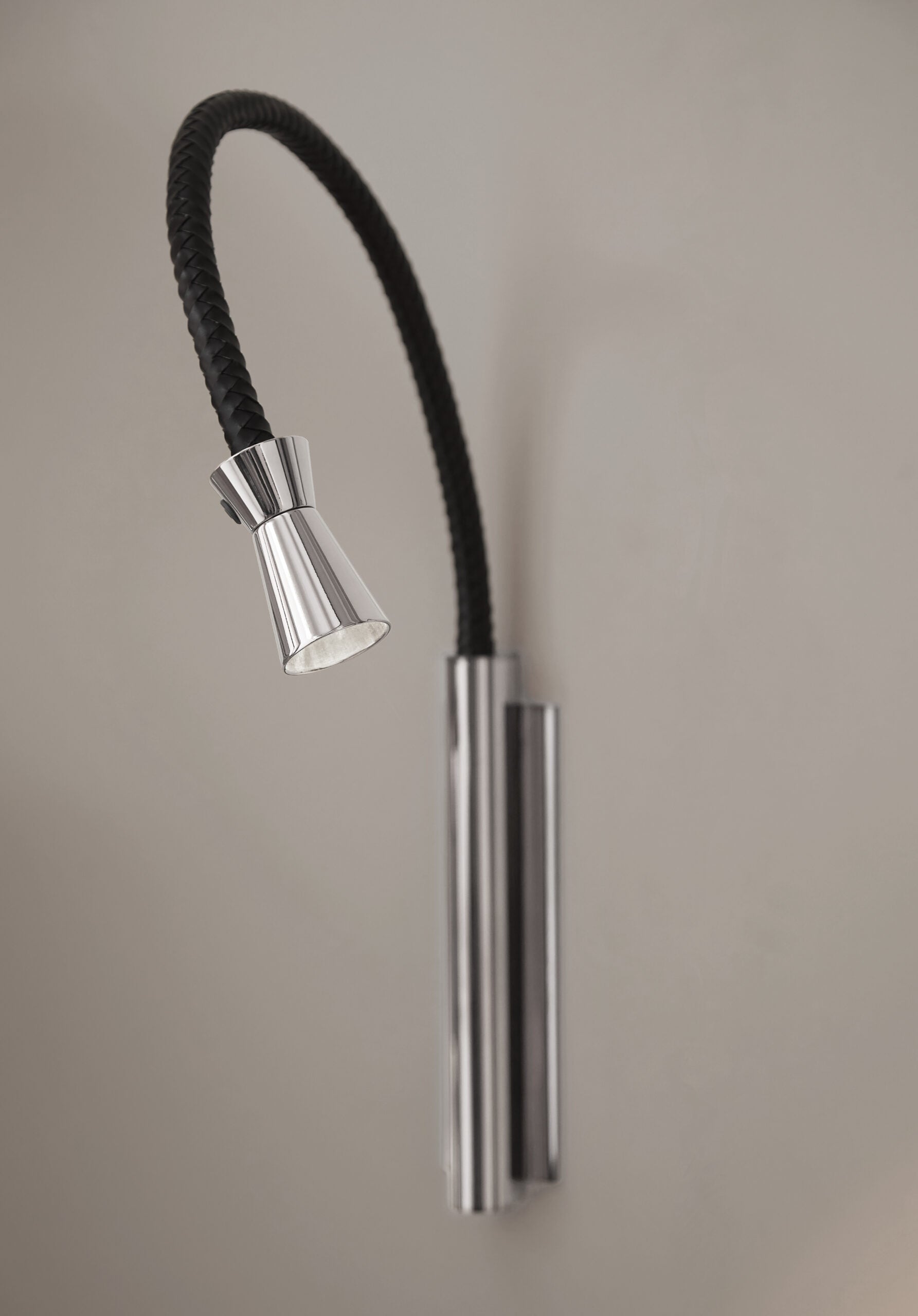 Contardi Lighting Fly Gin & Tonic Battery Light- Polished Nickel - Dark brown braided leather