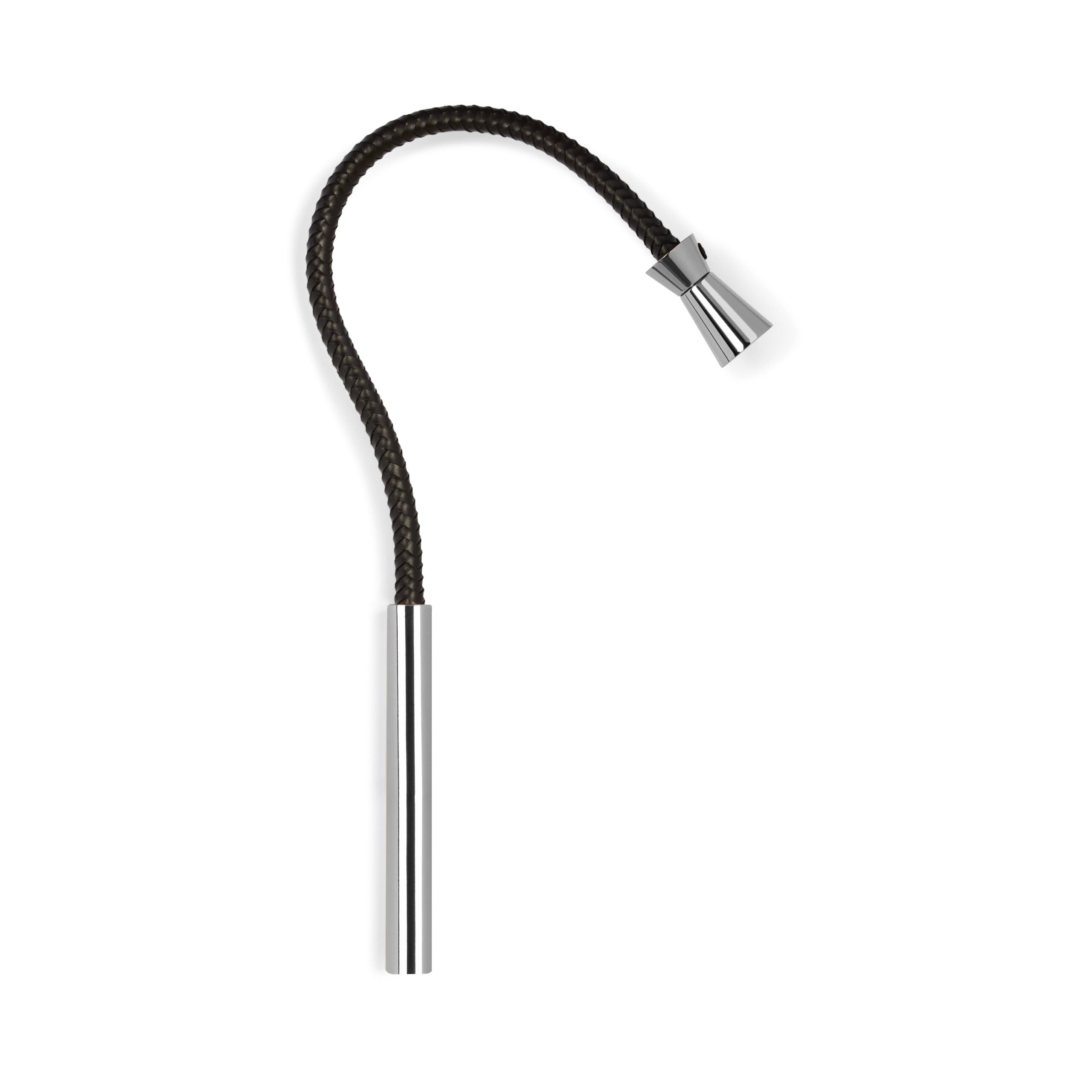 Contardi Lighting Fly Gin & Tonic Battery Light- Polished Nickel - Dark brown braided leather
