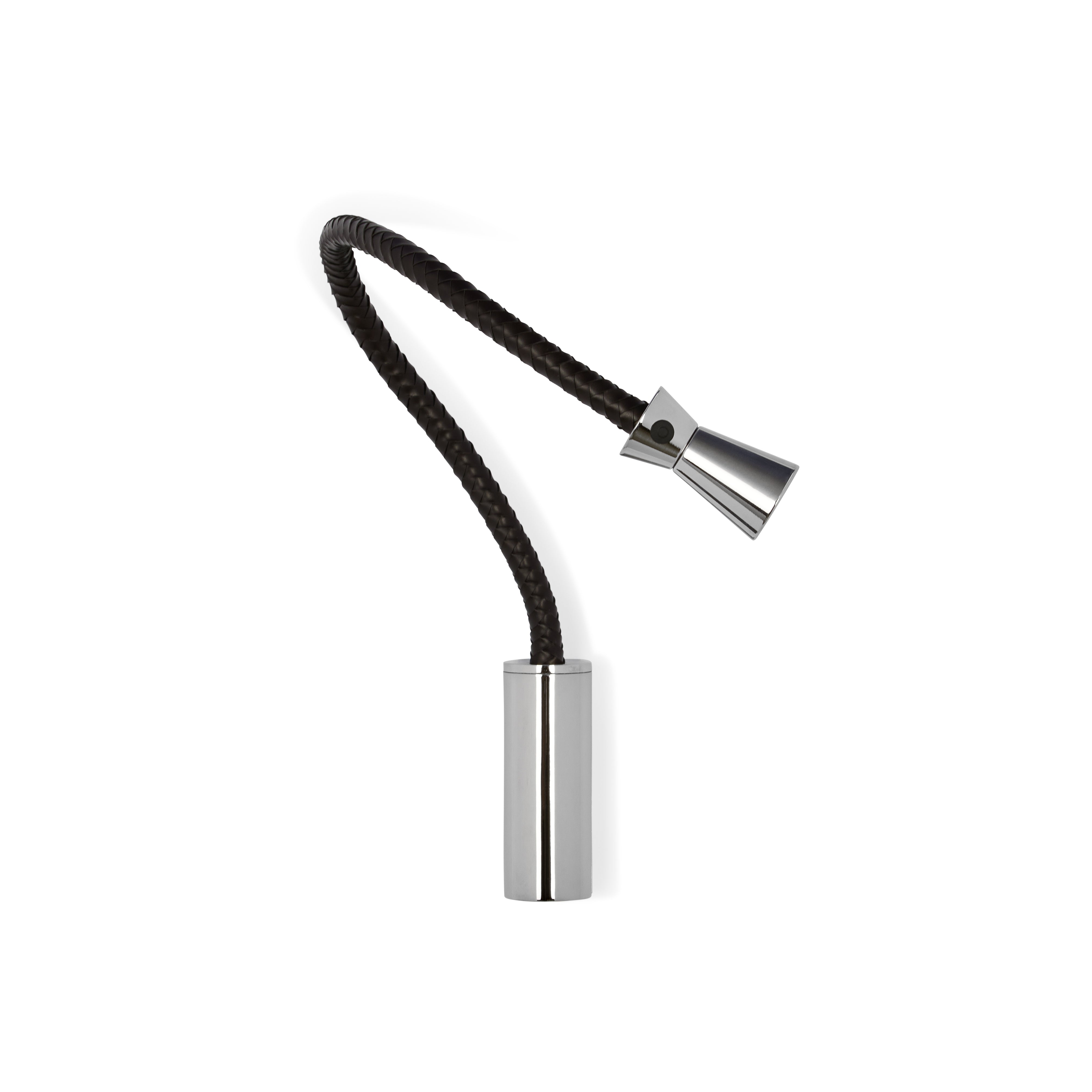 Contardi Lighting Fly Gin & Tonic Wall Lamp - Polished Nickel - Dark brown braided leather