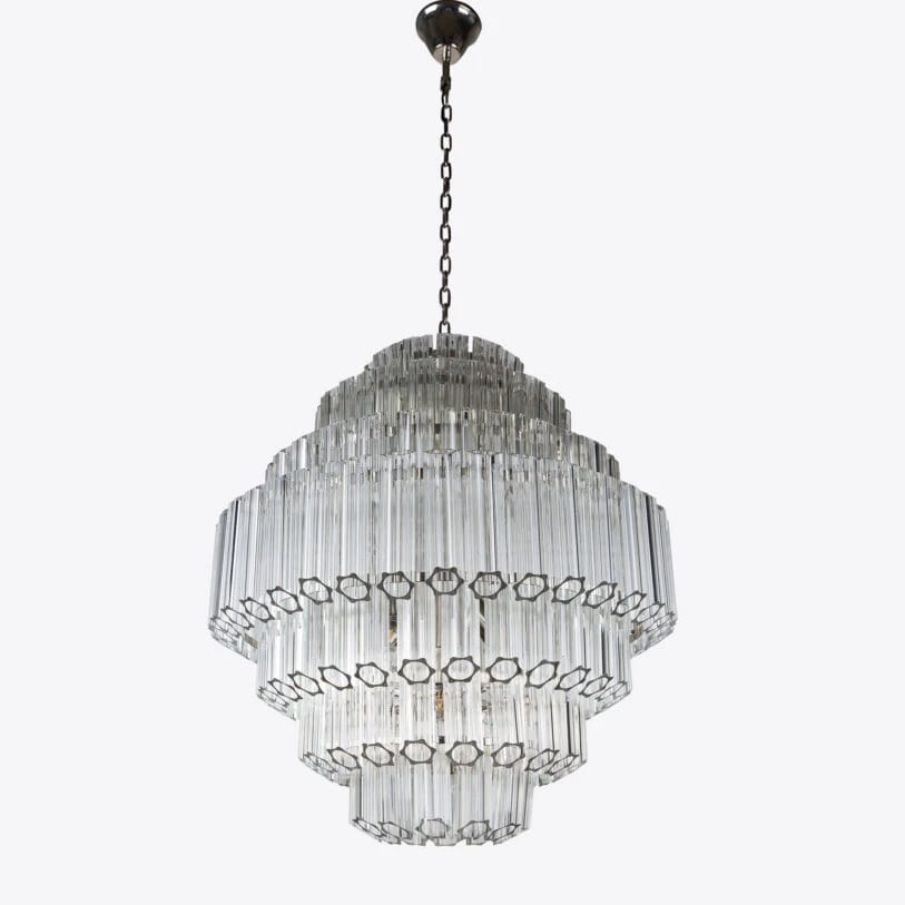 Pure White Lines Clear Grande Palermo Chandelier