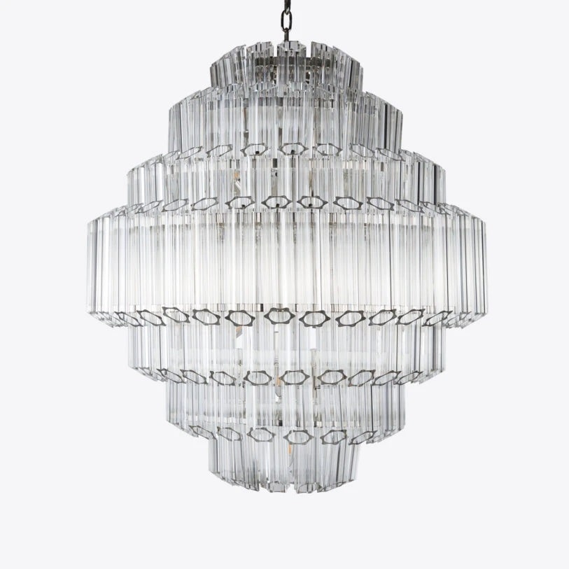 Pure White Lines Clear Grande Palermo Chandelier