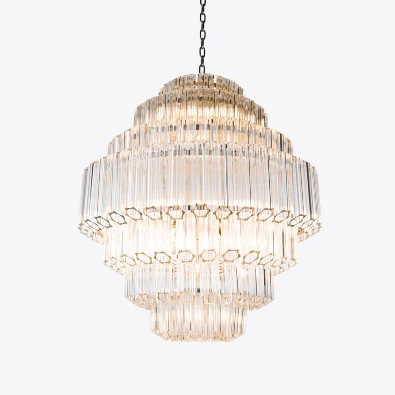 Pure White Lines Clear Grande Palermo Chandelier