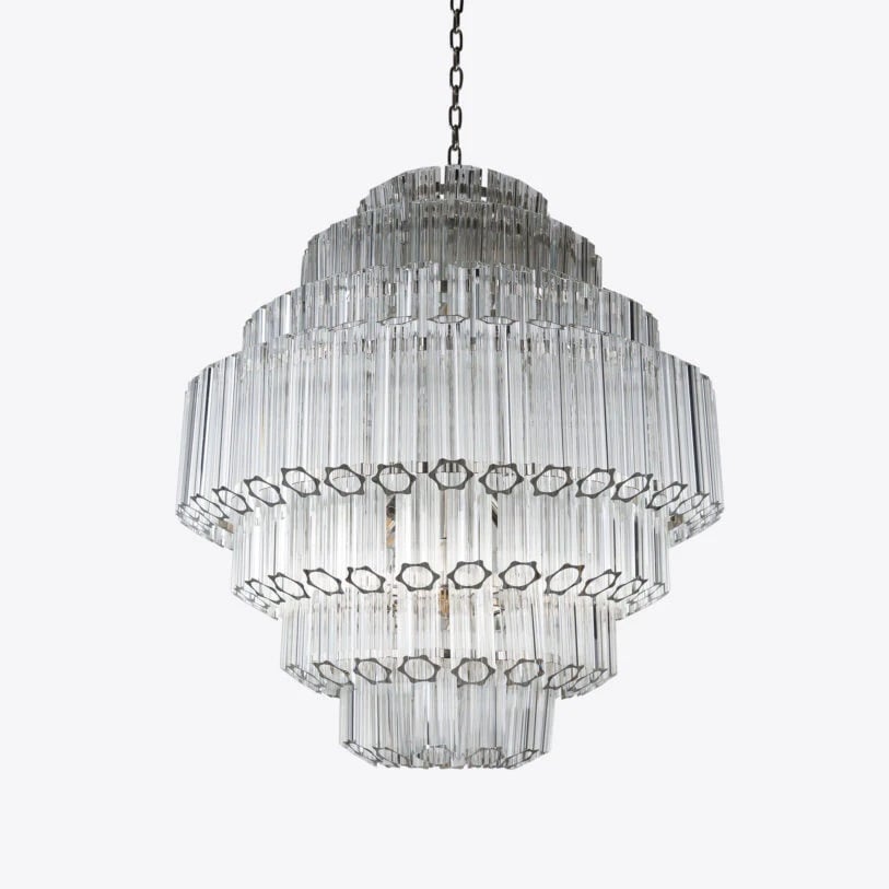 Pure White Lines Clear Grande Palermo Chandelier